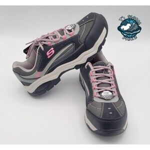 Skechers Work Biscoe Steel Toe Shoes Pink Gray Slip Resistant Womens size 10